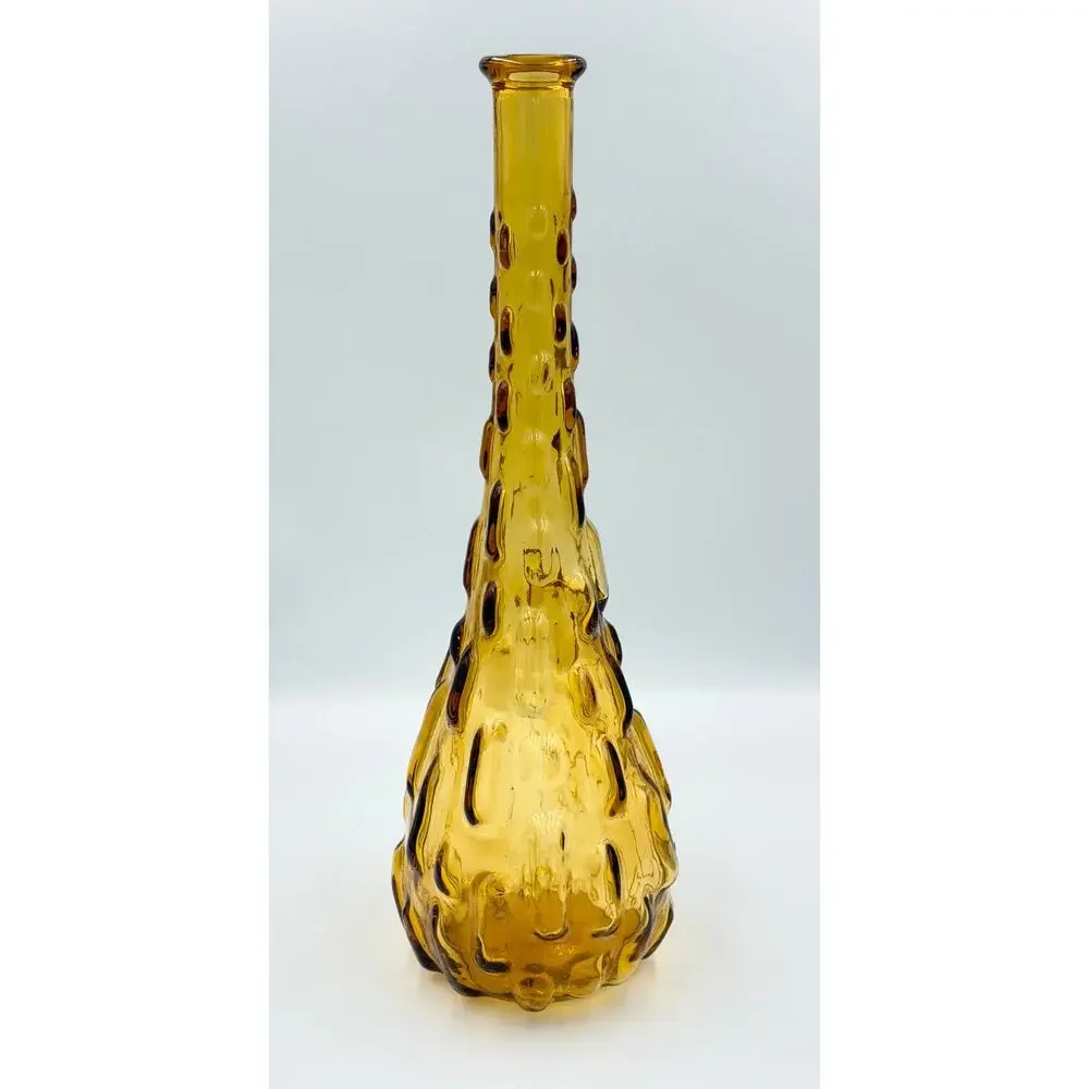 Vintage Italian Empoli Amber Glass Decanter Genie Bottle Bud Vase NO STOPPER